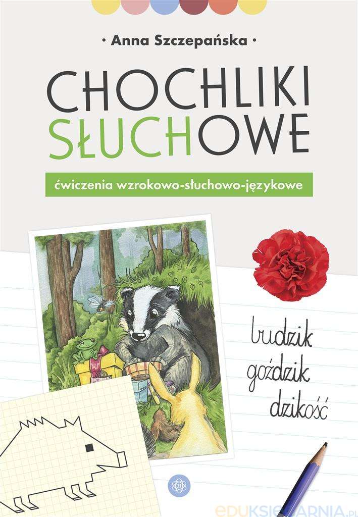 Okładka książki, pt. "Chochliki słuchowe : ćwiczenia wzrokowo-słuchowo-językowe ".