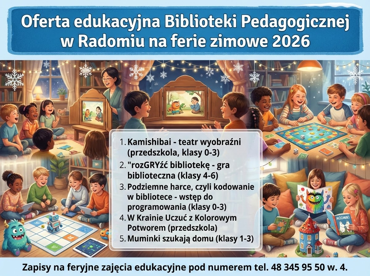 edukacyjna oferta Biblioteki na ferie zimowe 2026r.