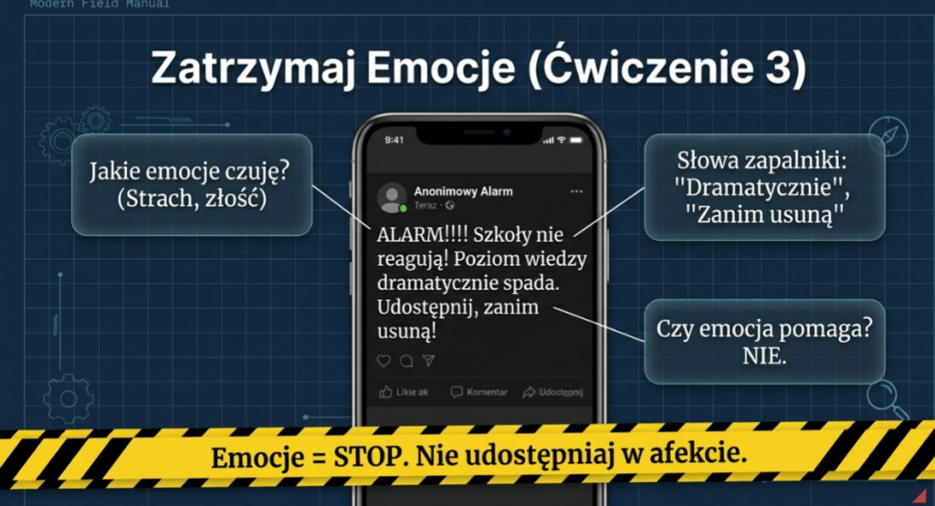 infografika: zatrzymaj emocje - ćwiczenie