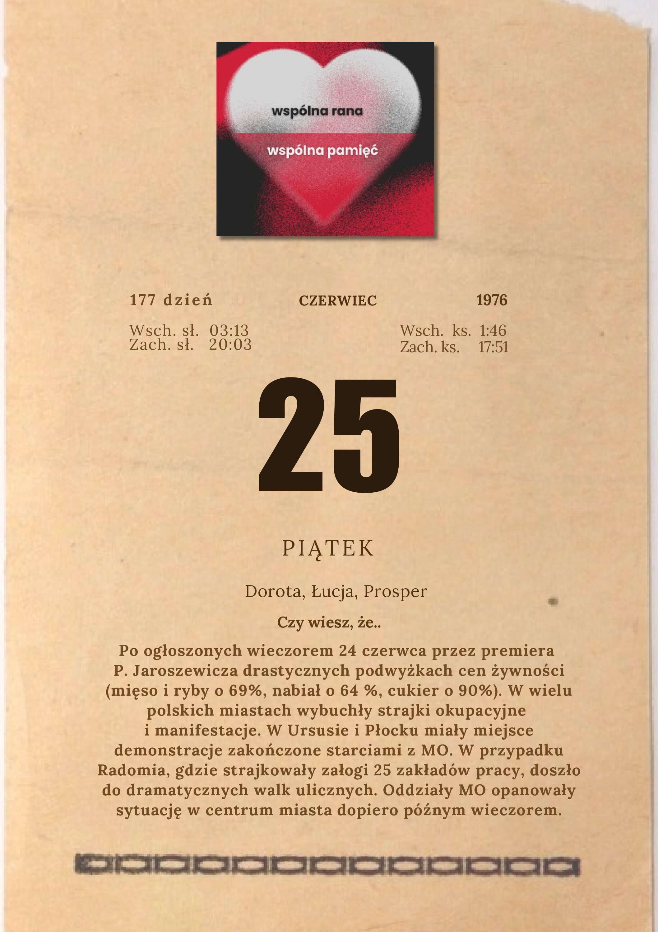 kartka z kalendarza - czerwiec - 1976