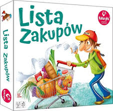 okładka gry planszowej pt. "Lista zakupów".